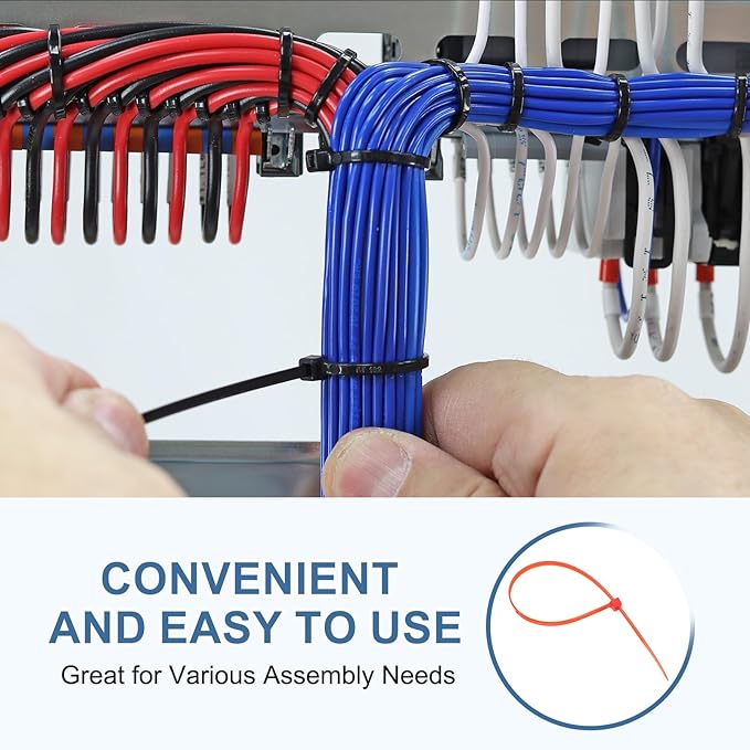 PATIKIL Cable Zip Ties 8 Inch, 100 Pcs Self-Locking Nylon Wire Tie Wraps Heavy Duty Cord Management with 50 lbs Tensile Strength for Indoor and Outdoor, Red (0.2" W)
