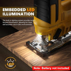 Cordless Jig Saw for Dewalt 20v Max Battery, Brushless Orbital Jigsaw, 0°- 45° Bevel Cuts, 3 Orbital Settings with LED Light for Straight/Circle/Curve Cutting (No Battery)