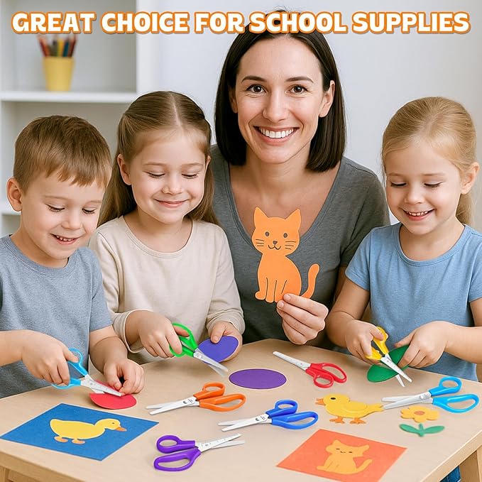 180Pack School Scissors for Student Teacher, 5" Kids Scissors Bulk Blunt Tip Scissor for Kids Safety Scissor for School Classroom Supplies Art Classroom Office Home Use