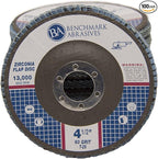 Benchmark Abrasives 4.5" x 7/8" Premium Zirconia T29 Angled Flap Discs 4 1/2 for Angle Grinder, Sanding Discs, Finishing, Rust, Stock Removal- Grinding Wheels 4 1/2 Inch (100 Pack) - 60 Grit