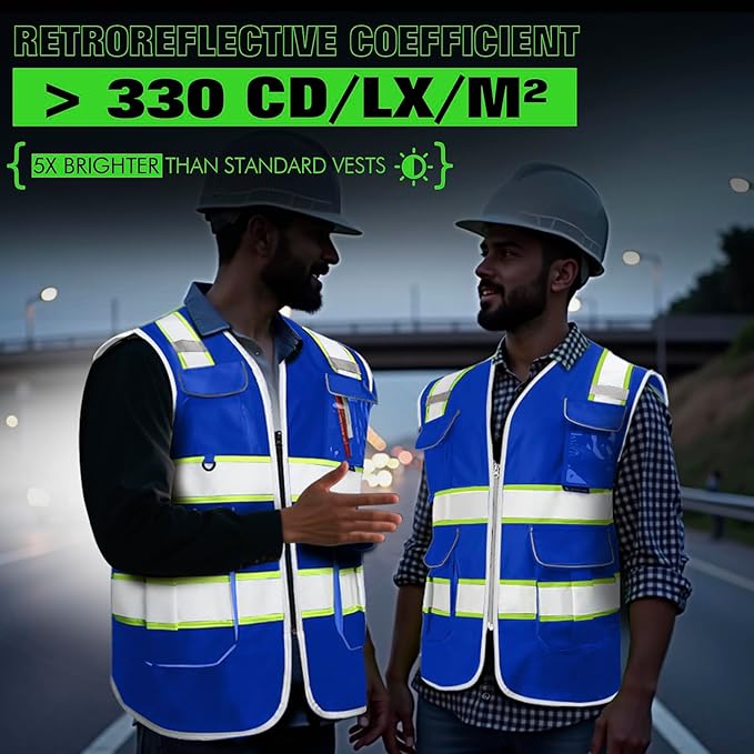 BeautyWill Custom Logo 10/20 Pack Safety Vest Class2 High Visibility Vest with Pockets Breathable Construction Vest Bulk