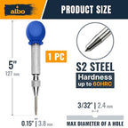 ALBO Spring Loaded Center Punch Tool – 5 Inch Automatic Punch for Metal, Wood & Steel – Heavy Duty Drill Punch with Non-Slip Comfort Cap, Galvanized Finish & Precision Tip for Accurate Marking (1pc)