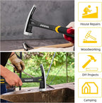 22 oz Straight Rip Claw with Fiberglass Handle, Drop Forged One Piece Claw Hammer, All Purpose Hammer, Smooth Face, Shock-Absorbing Grip