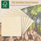 GSCIT Club 17 PCS Birch Wood Veneer, 12 inch x 12 inch Wood Edge Banding Pre-glued Flexible, Veneer Tape Banding for Cabinet Repair Furniture Restoration