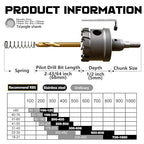 Hole Saw 8 PCS, Hole Saw for Metal, TCT Hole Cutter, 6Drill Saws with 2* Extra Pilot Center Bits, 2* Springs for Metal, Iron and Stainless Steel, Hard Materials