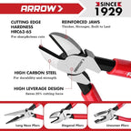 ARROW 3PCS Pliers Set, 6" Needle Nose Pliers, 6" Diagonal Plier, 7" Linesman with Non-slip Handle, Premium Carbon Steel, High Leverage Design