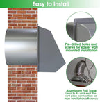 6 Inch Hooded Wall Vent with Screen and Damper,6 Inch Exhaust Vent Cover Cap for Outdoor Kitchen Range Hood Dryer Ventilation,Outside Wall Mount Extractor for House Air Exhaust,Galvanized Steel,Gray