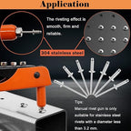 70pcs 3/16 x 1/2 inch 304 Stainless Steel Pop Rivets, 4.8 x 12.7mm Blind Rivets for DIY/Automotive Repairs/Furniture