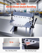 VEVOR Box and Pan Brake, 12 in Sheet Metal Bending Brake, 20-Gauge Mild Steel Capacity, 0-135 Degree Adjustable, Metal Bender Machine with 5 Fingers, Heavy-Duty Aluminum Folder for Precise Bending