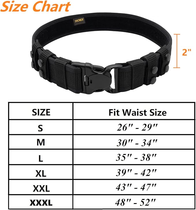 Duty Belt w/ 4 Keepers 2" Nylon Stiff Utility Belt Police Law Enforcement Security Work Patrol Gear Carrier S