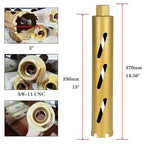 2" Dry Core Drill Bits for Cured Concrete with Rebar Brick Blonck Masonry etc 12.2in/310mm Drilling Depth，10mm Diamond Segment Height，2 Adapters