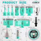 Tile Hole Saw Kit for Porcelain Tile-(6/8/10/25/35/50/75/125mm+Finger Bit+Chamfer Bit+Adapter+Tile Blade) Diamond Tile Drill Bits Precision Cutting for Ceramic Marble Granite,5/8"-11 Thread