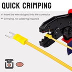 90PCS Fork Wire Connectors Insulated - Yellow 12-10 AWG M5 Stud Size #10 - U-Type Tinned Copper Spade Electrical Crimp PVC Terminals