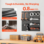 VEVOR Metal Pegboard Panels, 24" x 12" Pegboard, 2 Panels, Heavy Duty Steel Peg Board Wall Organizer, for Living Room Garage Tool Storage Workbench Office Organization Craft Room Kitchen Home, Black