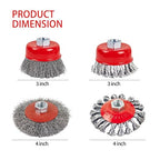 Wire Wheel Brush for 4-1/2" Angle Grinder 4 Inch Wire Wheel Set 5/8"-11 Threads Arbor - 2pcs