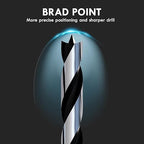 Stubby Brad Point Wood Drill Bit Set, 6pcs Hex Shank Short Length Drill Bit Set with Double Flutes Design for Carpenter Woodworking and All Types of Wood (3/32" - 3/8")