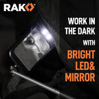 RAK Magnetic Pickup Tool Set Gifts for Men - 5Pcs with 360 Swivel Inspection Mirrors, Telescoping Magnet Pickup Tool, Flexible LED Flashlight, Mechanic Tools & Cool Gadgets for Men, Dad, Husband