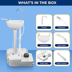 SereneLife Portable Hand Wash Sink, 24L Waste Tank, Rolling Wheels, Quick Assembly Outdoor Sink With Hands Free Foot Pump and Soap Dispenser, Ideal for Outdoor Events, Camping, Boating and Worksites