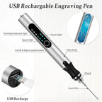 Engraving Pen with 37 Bits,Mini Electric Engraver Etching Machines Cordless Rotary Tools Engraved Jewelry Stone Metal Plastic Wood Resin Model (Silver)