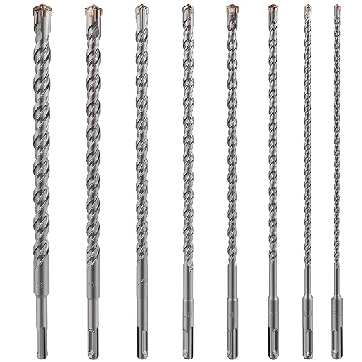 Concrete Drill Bit 1pcs 5/8" X 10"-8" Cross-Type Double Thread Carbide Material Suitable for Concrete, Brick, Cement Walls, Stone