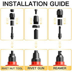 WETOLS 3 in 1 Rivet Nut Tool, Rivet Gun, Reamer Set, Professional Rivet Gun Kit with 5 Rivet Heads and 6 Metric & SAE Mandrels, Hand Riveter Tool with 50 Rivets and 60 Rivet Nuts, Sturdy Case, WE-890