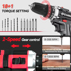 Cordless Drill Set 21v Power Drill Cordless With Battery & Charger, 84pcs Accessories Electric Drills Variable Speed, 3/8" Keyless Chuck (Black kit)