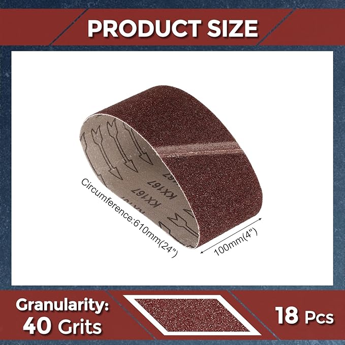 8 Pcs Sanding Belts 4 x 24 Inch 40 Grit Aluminum Oxide Abrasive Sandpaper for Belt Sander Metal Grinding Wood Working Weld Rust Removal