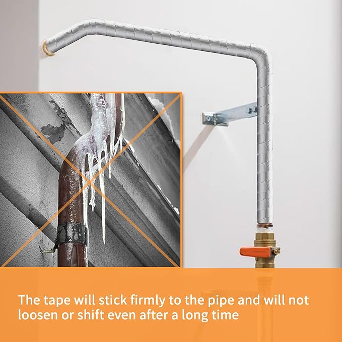 DOBTIM Foam Foil Pipe Insulation Wrap, Reflective Foil Insulation Tape Self Adhesive with High Resilience for Pipe Insulation Wrap 16 Ft Long x 4 Inch Wide x 3/8 Inch Thick