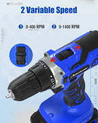AVID POWER 20V MAX Power Drill Kit, Cordless Drill Set with Battery and Charger, 2 Variable Speed, 3/8-Inch Keyless Chuck, 19 Position and 22pcs Bits - Blue