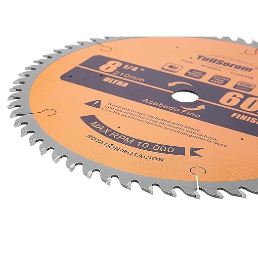 8-1/4-Inch Circular Saw Blade 60 Tooth Fine-Finish TCT Carbide-Tipped Table Saw Blade with 5/8" Arbor for Wood Cutting