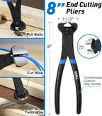 SHALL 4-Piece Pry Bar Set, 12-Inch Cats Paw Nail Puller, 10-Inch & 7.5-Inch Flat Claw Pry Bars, 8-Inch End Cutting Pliers, Utility Wonder Crowbar, Nail Remover Tool for Baseboard, Floor, Nails Removal