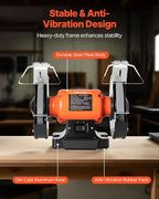 VEVOR Bench Grinder, 8-inch Single Speed Bench Grinder, 3450RPM High-Speed Table Grinders with 550W 4.5A Induction Motor, 36/60-Grit Grinding Wheel & Adjustable Eye Shield for Fast Sharpening Grinding