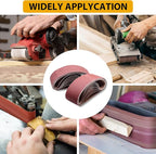 21 Pcs 3 x 21 Inch Sanding Belts,3 Each of 40 60 80 120 180 240 400 Grits 3 x 21 Belt Sander Sanding Belts,Aluminum Oxide Belt Sander Paper for Woodworking Metal Paint Polishing