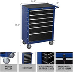 6-Drawer Rolling Tool Chest Cabinet, Large Capacity Metal Tool Box with Wheels and Keyed Locking, Roll Around Storage Organizer Tool Cart for Garage, Warehouse, Work Shop (Blue)