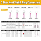 360PCS Marine Grade Heat Shrink Wire Connectors-Electrical Connectors Kit of Tinned Red Copper,Crimp Insulated Ring Fork Spade Butt Splice AWG22-16 Gauge (360pcs Red, AWG 22-16)