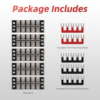 APIELE Screw Terminal Block Covered 5 Position Dual Row 25A 5 Position Pre-Insulated Terminal Barrier Strips (5PCS 25A 5P+5PCS Wiring Strips)