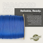The Paracord Store | Type III 550 Paracord - 250 FT Spool, Electric Blue | Heavy Duty 7 Strand Tactical Paracord - USA Made Nylon Outdoor Parachute Cord for Camping, Fishing & More - Survival Cord