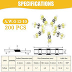 200PCS Solder Seal Wire Connectors Yellow, 12-10 AWG Self Soldering Heat Shrink Wire Connectors Marine Grade Waterproof Insulated Electrical Butt Splice Wire Terminals for Automotive Boat Truck