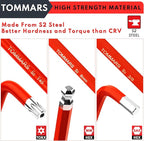 TOMMARS Hex Key Set Magnetic Ball End S2 Steel With T-Handle Hex Key Allen Wrench Set SAE(1/16"-3/8") Metric(1.5mm-10mm) TORX(T10-T50)