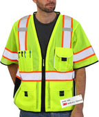 Dib Safety Reflective Mesh Vest ANSI Class 3, High Visibility with Pockets and Zipper, Made with 3M Reflective Tape, Yellow 3XL
