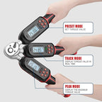 1/4 Inch Digital Torque Wrench, 1.1-22.1 Ft-lbs/1.5-30Nm, with Preset Values, 2% Accuracy, Buzzer and LED Notification, Small Electronic Torque Wrench for Bicycles