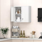 GREATMEET 27.95" H Metal Garage Storage Cabinets, Locking Storage Cabinet, Wall Mount Cabinet for Kitchen, Dining Room, White