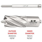 S&F STEAD & FAST Annular Cutter, 13/16" Cutting Diameter x 1" Depth of Cut for Magnetic Drill Press, Mag Drill Bits with Pilot Pin