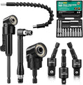 19 Pcs Flexible Drill Bit Extension Kit, Includes 2 Pcs 105° Right Angle Drill Attachment, 3 Pcs Rotatable Socket Adapter, 10+2 Pcs Screwdriver Bits & Bendable Extension for Tight Spaces