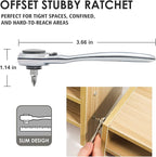 STREBITO Right Angle Screwdriver 32-Piece 1/4 Inch Mini Ratchet Set Low Profile Offset Bit Set with 72-Tooth Ratcheting Wrench Stubby Ratchet 90 Degree Screwdriver for Small Spaces
