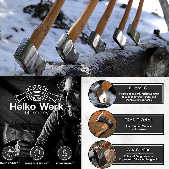 1844 Helko Werk Germany Classic Voyager Hatchet - Camp Hatchet for Scouting, Camping, and Backpacking, Small Camping Axe with Hammer Head poll - Head 1 lb, Handle 13 in. (Voyager) #10107