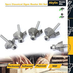 5Pcs Classical Ogee Bit,1/4" Shank,Cove&Bead Router Bits Cutting Depth 5/16",3/8",7/16",1/2",5/8",Edge Forming Cutter for Wood Profiling,Molding