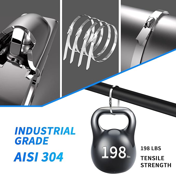 Metal Stainless Steel Cable Ties: Heavy Steel Cable Tie, Metal Tie Wrap with 100pcs 4.6×300 Self-Locking Stainless Steel Zip Ties and Metal Cable Tie Remover for outdoor fence repair etc.