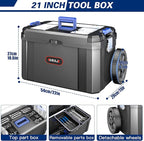 3 IN 1 Rolling Tool Box With Wheels,Stackable Tool Box,Modular Tools Storage Organizer,Top Small Parts Organizer Design,With Removable Small Parts Box,for Home,Repair,Garage Storage,17 IN+19 IN+21 IN