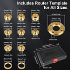 11Pcs Brass Router Bushing Guide Set, Router Template Guide with Lock Nut Adapter, Compatible with Porter Cable Style Router Sub-Bases, for Dovetailing, Cut Out Work & Woodworking Router Accessories